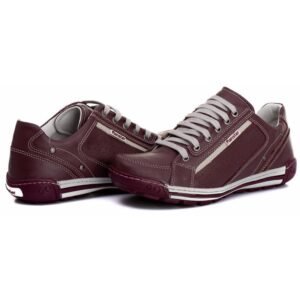 Sapatênis Casual Conforto Couro Vermelho