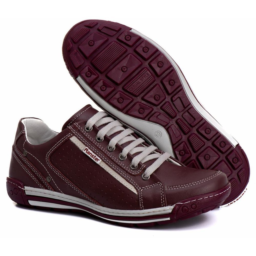 Sapatênis Casual Conforto Couro Vermelho - Imagem 2