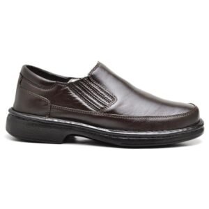 Sapato Casual Conforto Couro Marrom