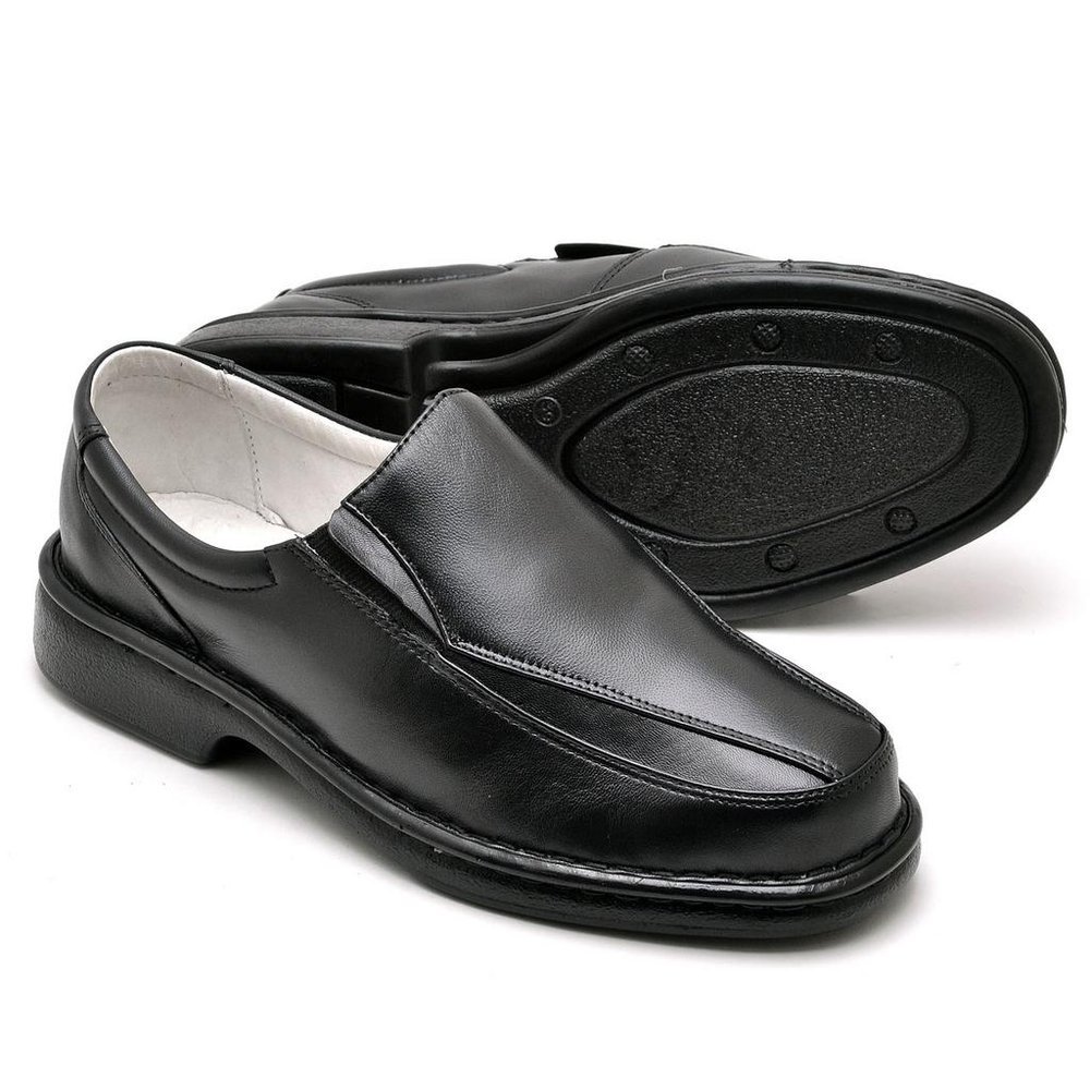 Sapato Conforto Couro Masculino Preto