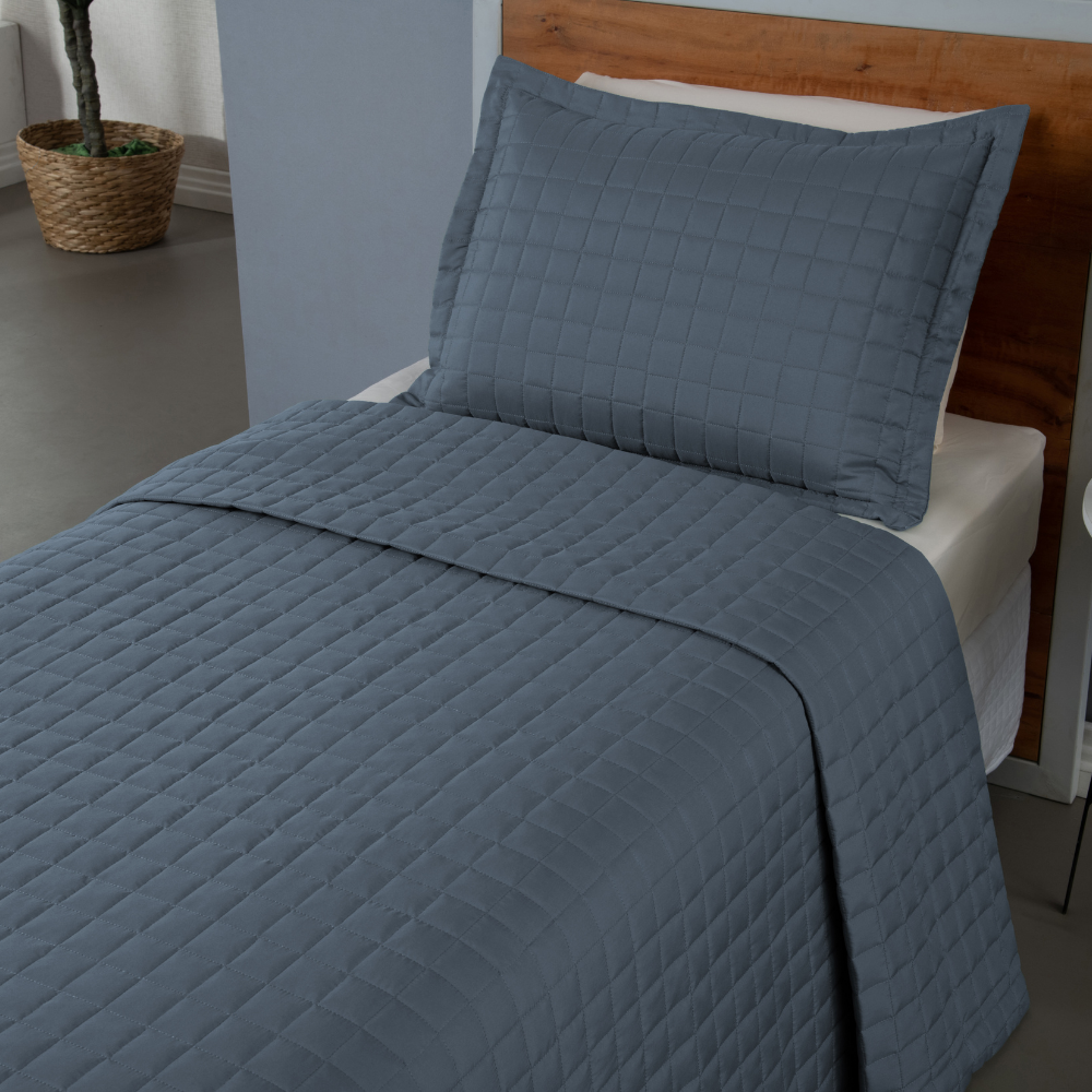 Kit Cobre Leito Matelado Copacabana 2 Peças Solteiro 100% Poliéster Micropercal