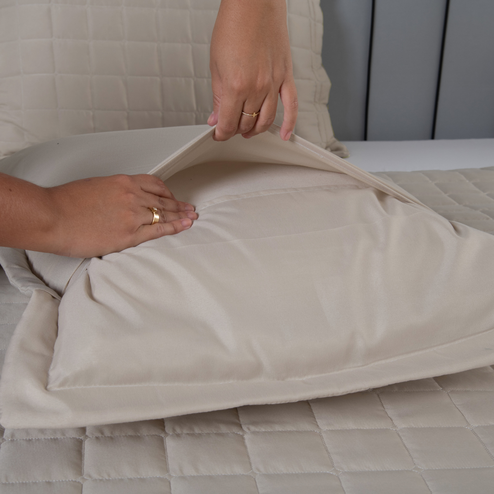 Kit Cobre Leito Matelado Dupla Face Soft 3 Peças Casal 100% Poliéster - Areia - Imagem 3