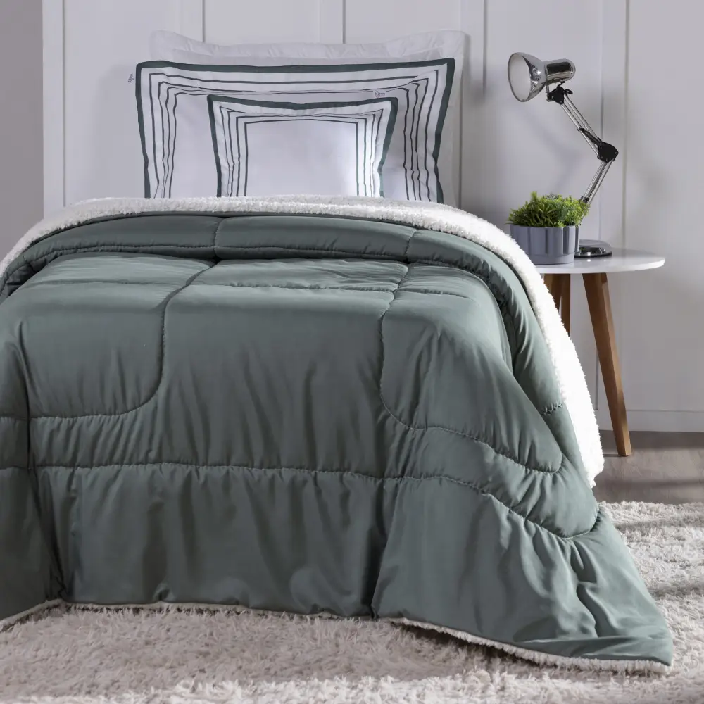 Kit Coberdrom Soft 03 Peças Solteiro cor:Verde Militar - Imagem 3