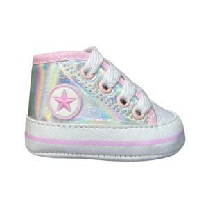 Tenis Starzinho de bebe Cano Alto Estrelinha (Prateado) Tamanho 13 ao 18