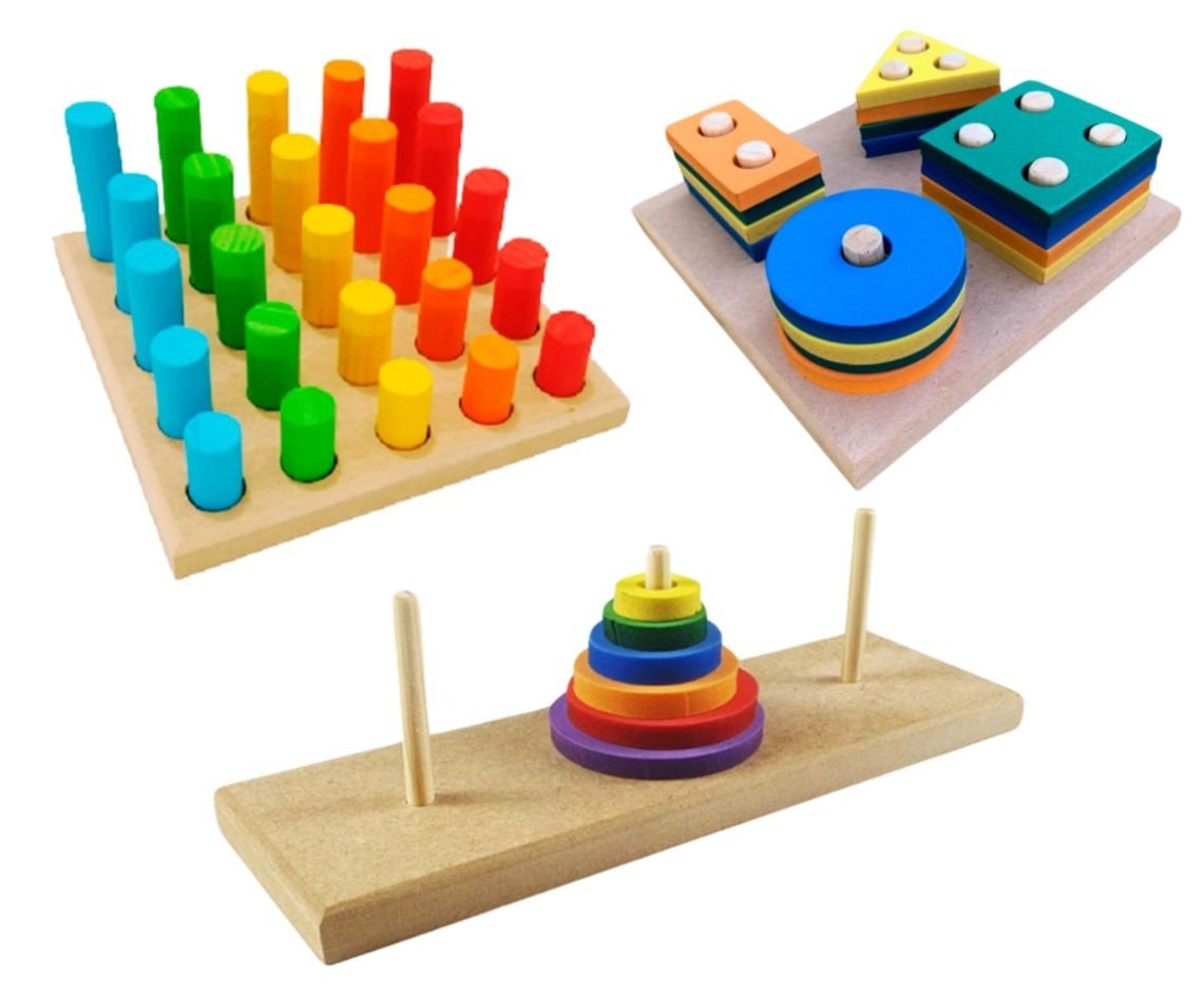 Kit 3 Brinquedos Educativo Infantil em Madeira e EVA Pedagógico Lúdico - Imagem 5