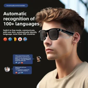 Óculos Inteligentes com Tradução por IA e Reprodução de Áudio