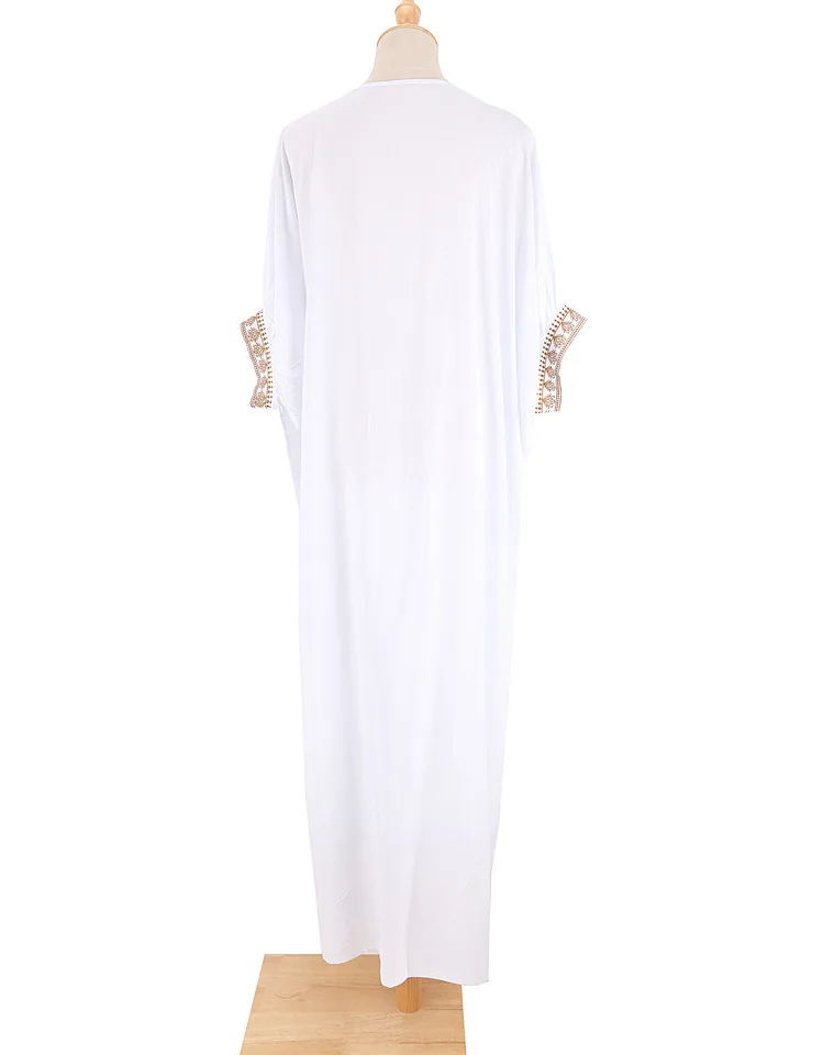 Vestido Caftã Longo com Decote em V para Saída de Praia e Verão - Imagem 6