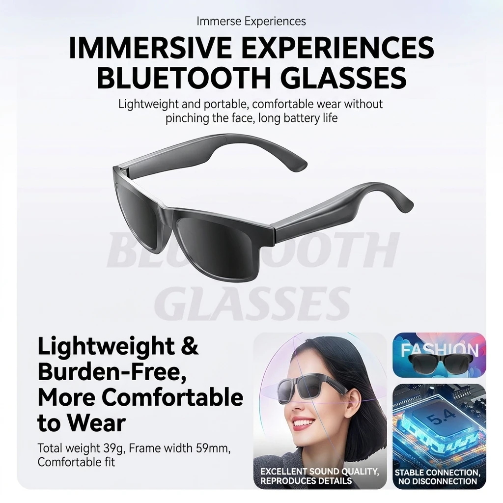 Óculos Inteligentes com Bluetooth e Proteção UV para Áudio e Chamadas - Imagem 2