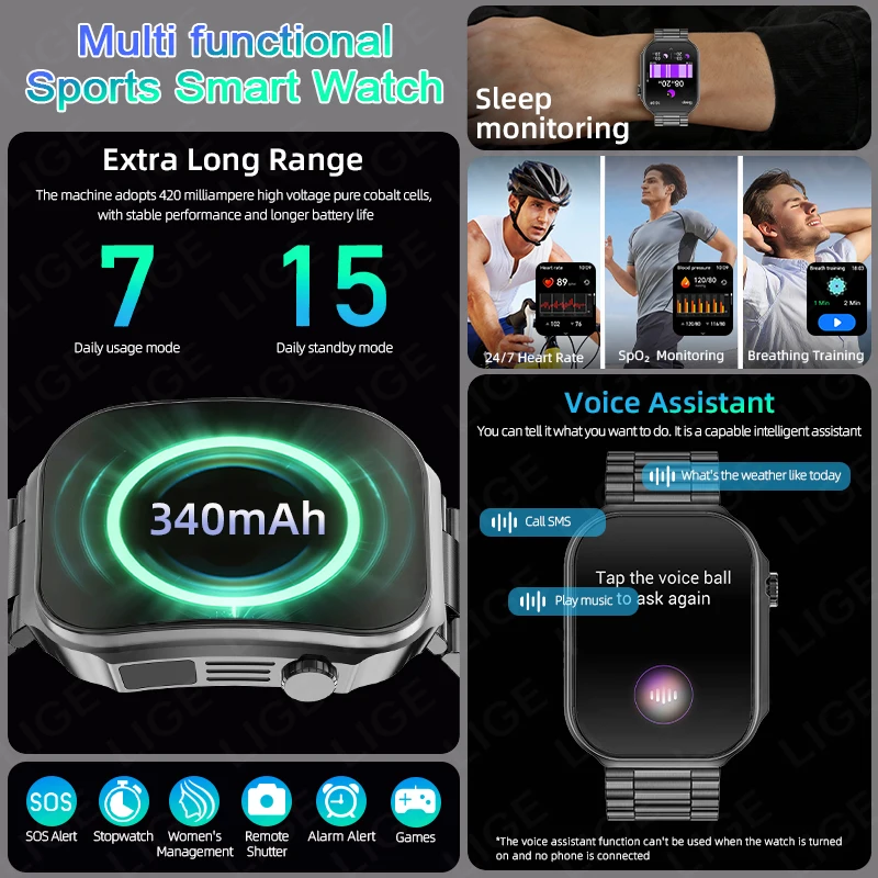 Smartwatch LIGE BWU15 com Monitor de Saúde e Chamadas Bluetooth - Imagem 5