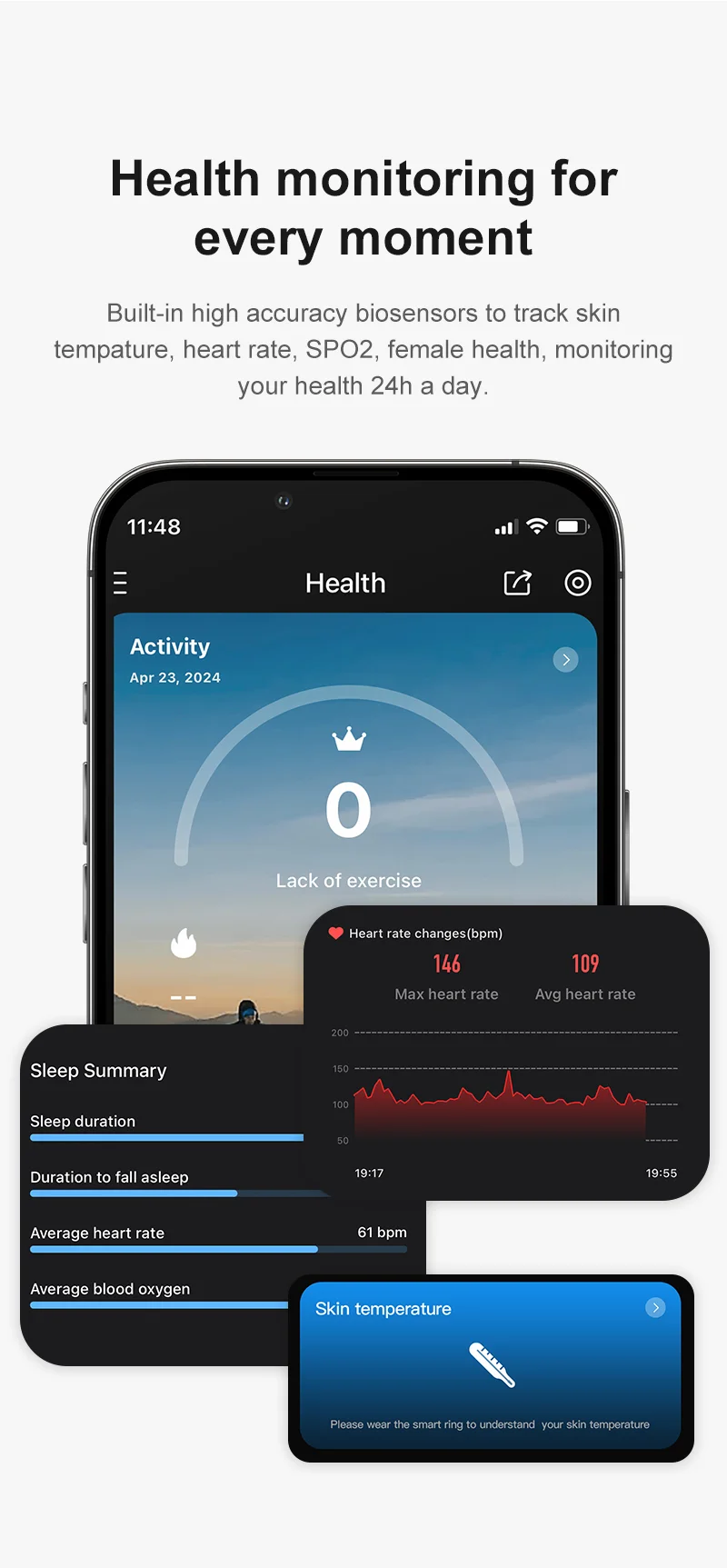 Anel Inteligente Smarto R09 para Monitoramento de Saúde e Sono - Imagem 17