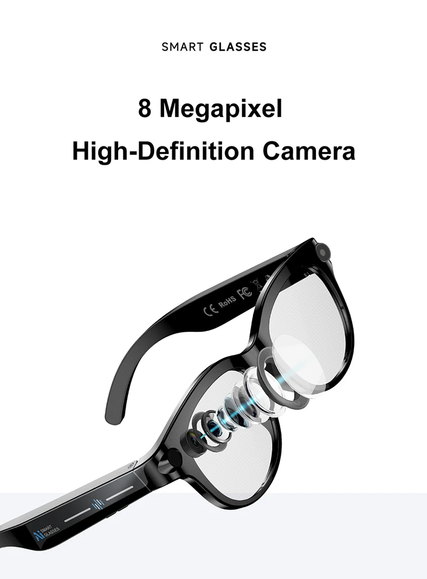 Óculos Inteligentes com Câmera para Fotos, Vídeos e Tradução - Imagem 9