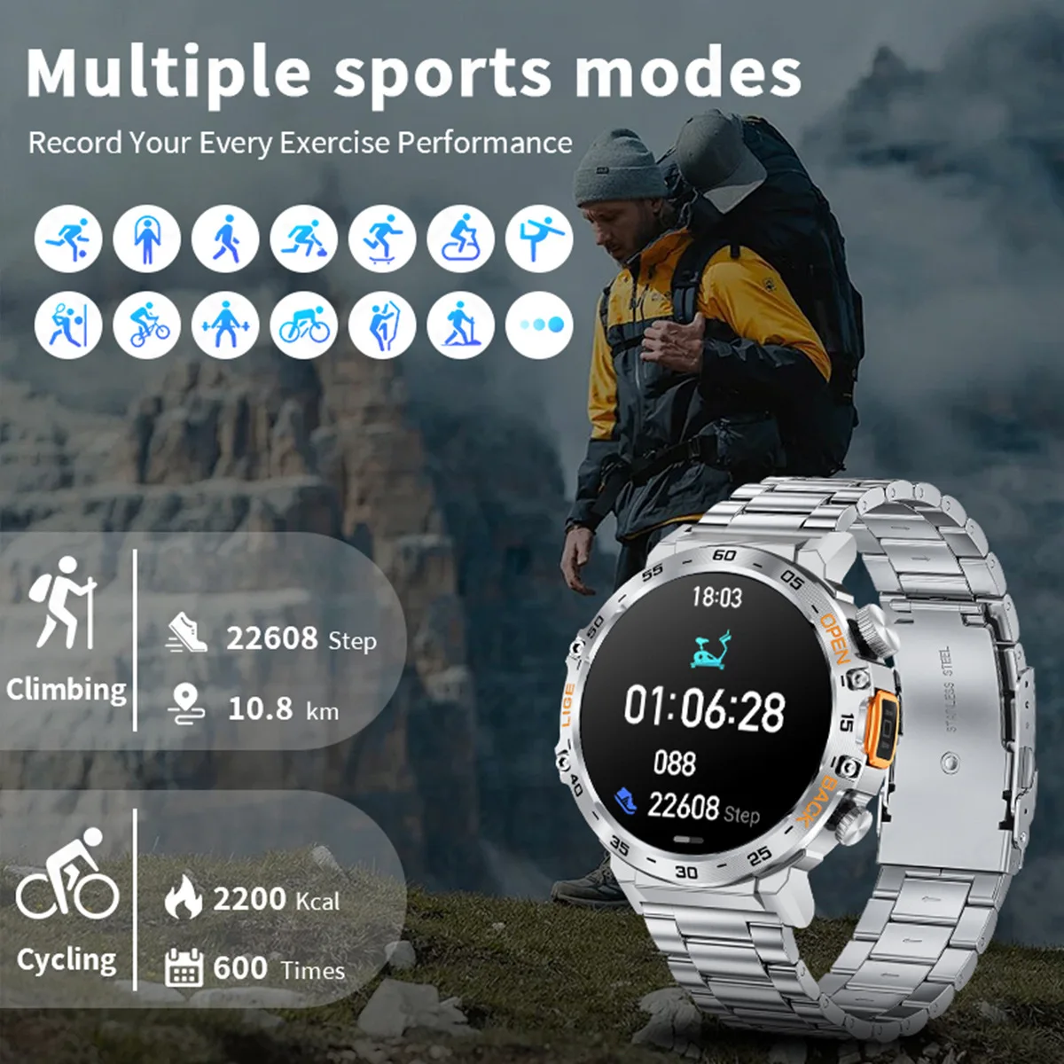 Smartwatch LIGE BW0616 para Chamadas e Monitoramento de Saúde - Imagem 3