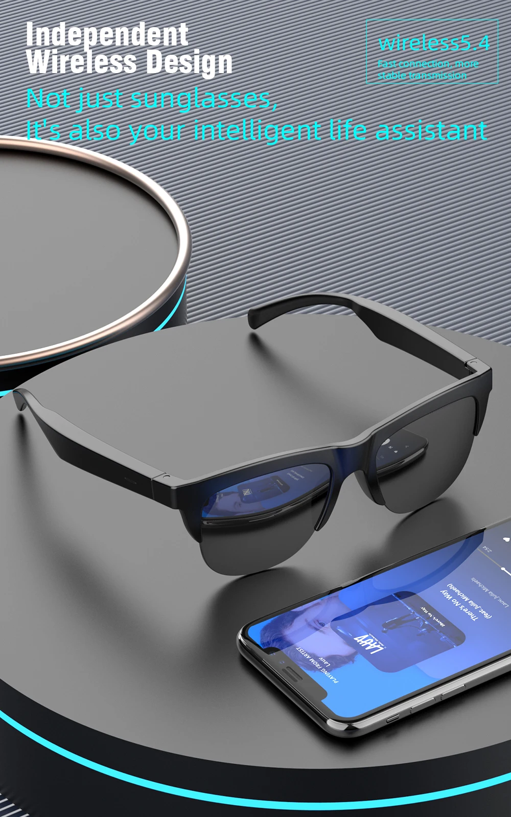 Óculos Inteligentes F01 com Bluetooth para Chamadas e Música - Imagem 3