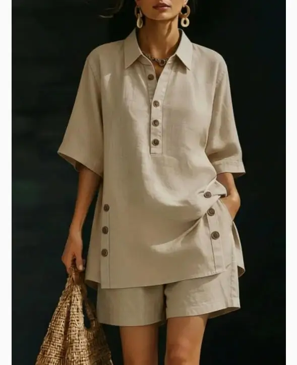 Conjunto Feminino de Camisa e Shorts para Uso Casual no Verão - Imagem 5