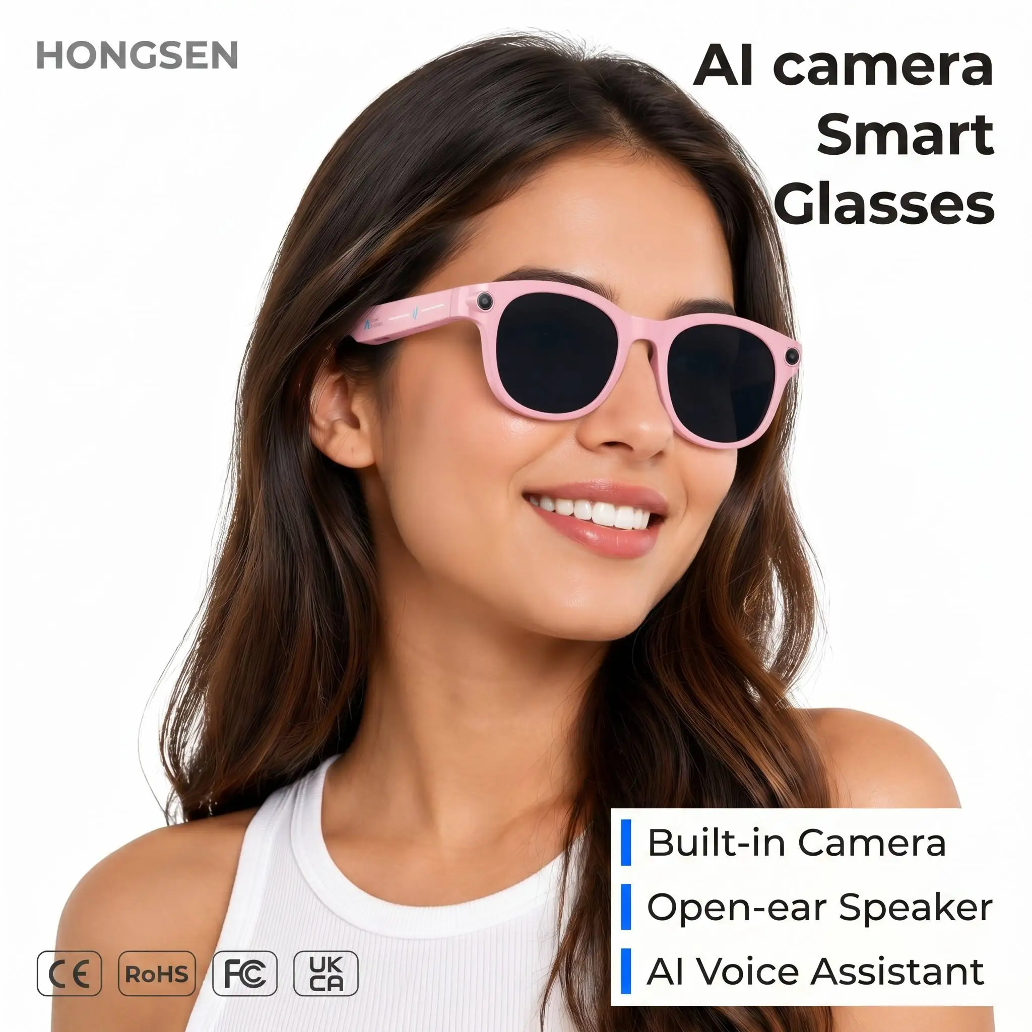 Óculos Inteligentes com Câmera para Fotos, Vídeos e Tradução