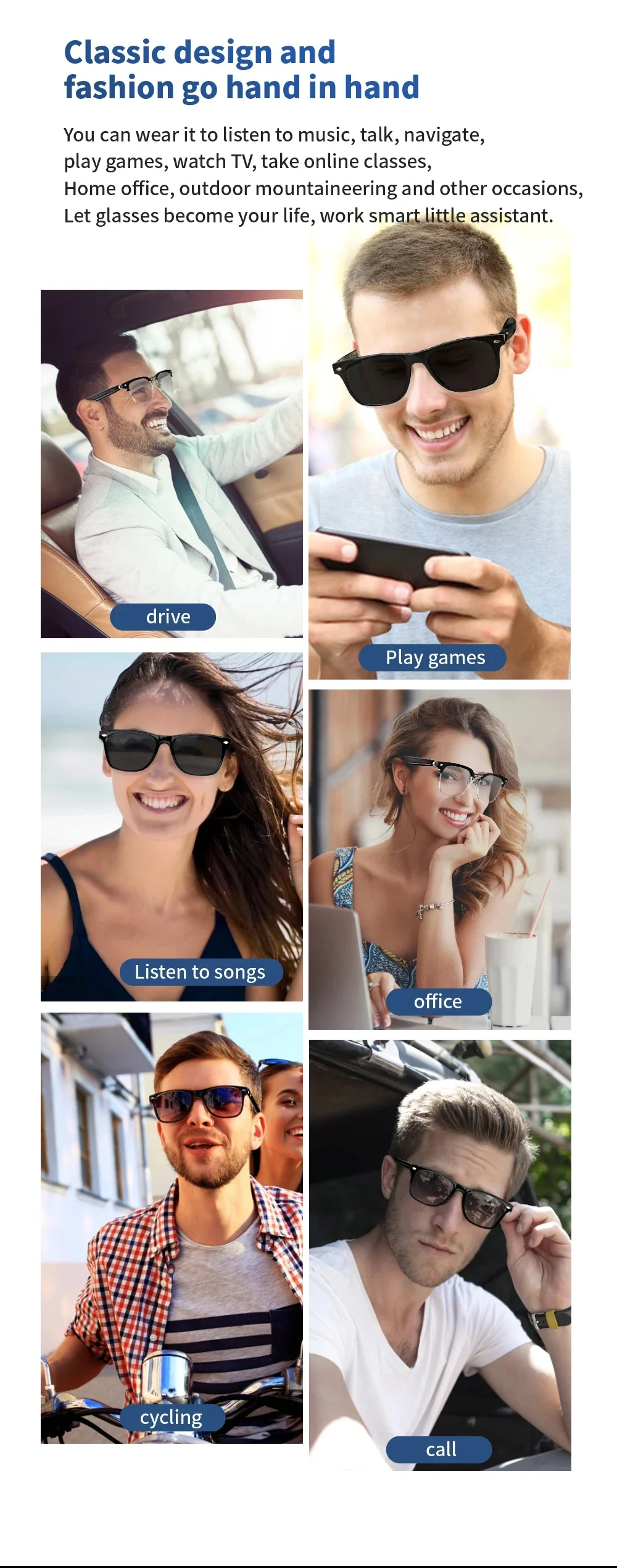 Óculos Inteligentes com Bluetooth para Música e Chamadas - Imagem 22