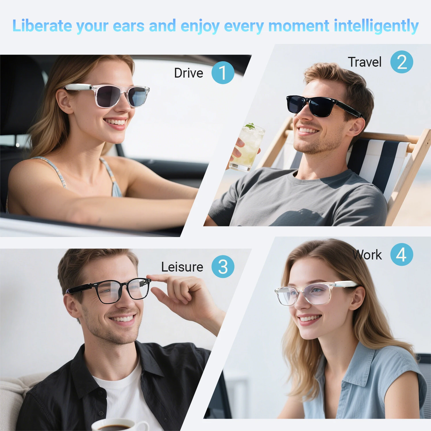 Óculos Inteligentes F16 para Tradução por IA e Chamadas Bluetooth - Imagem 2