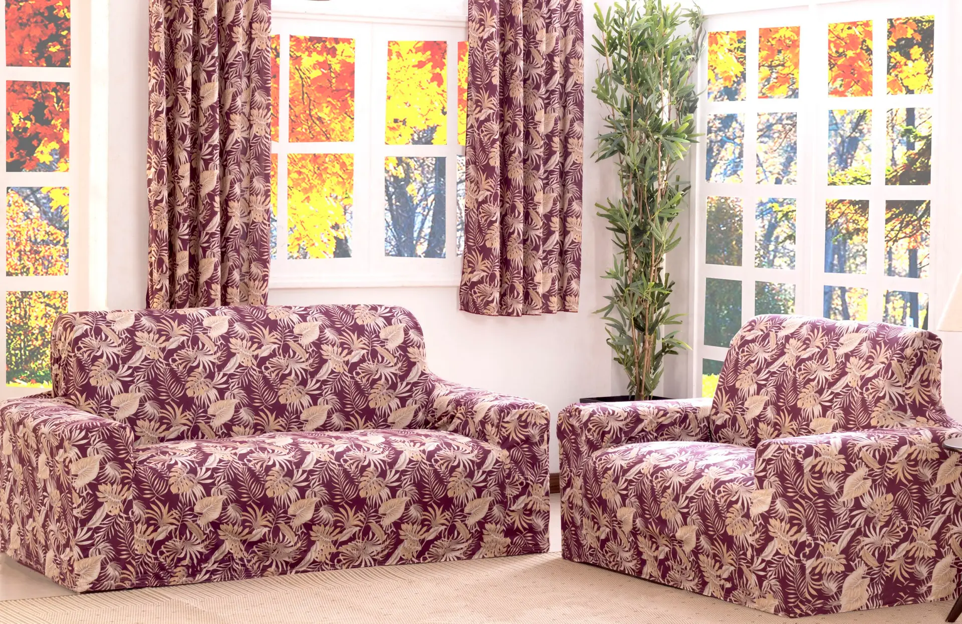 Capa de Sofa Adere Floral Vinho 02 e 03 Lugares - Imagem 4