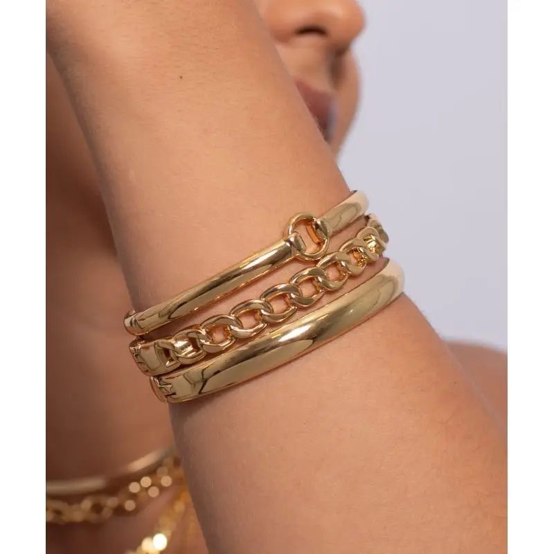 BRACELETE DOURADO ESTILO CORRENTE GRUMET (016829)
