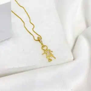 COLAR DE FILHO CORRENTE VENEZIANA E Pingente MENINO CRAVEJADO (019216)