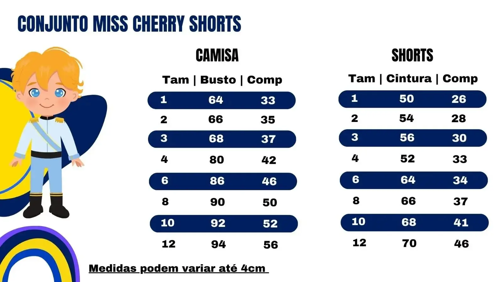 Conjunto Miss Cherry Meninos Social Shorts Ravi Azul Claro - Imagem 3