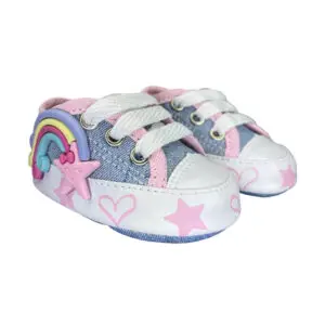 Tênis de bebê menina Starzinho Arco Íris e Estrelinha (Jeans)