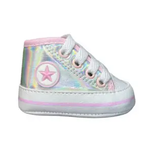 Tenis Starzinho de bebe Cano Alto Estrelinha (Prateado) Tamanho 13 ao 18 Cor:Gre