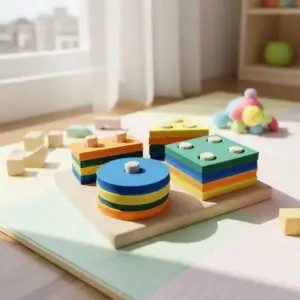 Formas Geométricas Brinquedo Educativo Infantil em Madeira e EVA Pedagógico