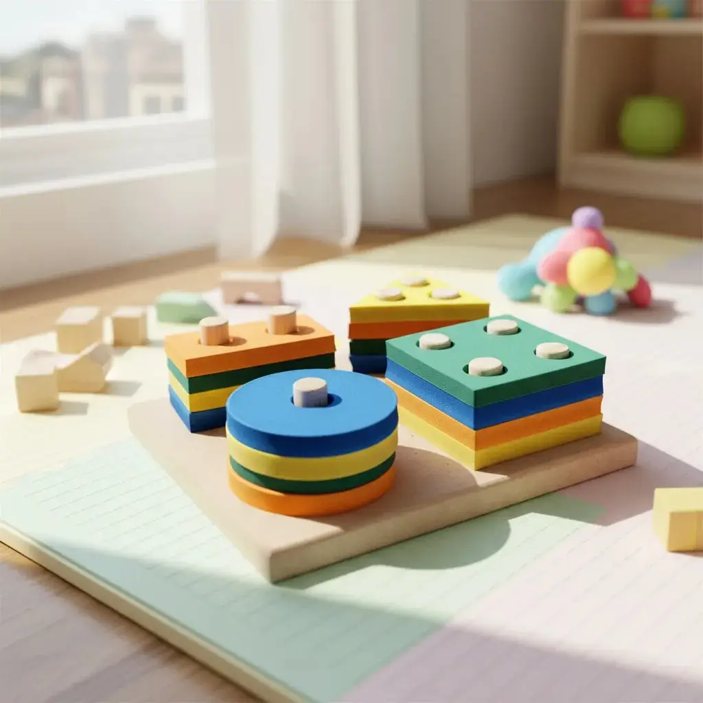 Formas Geométricas Brinquedo Educativo Infantil em Madeira e EVA Pedagógico
