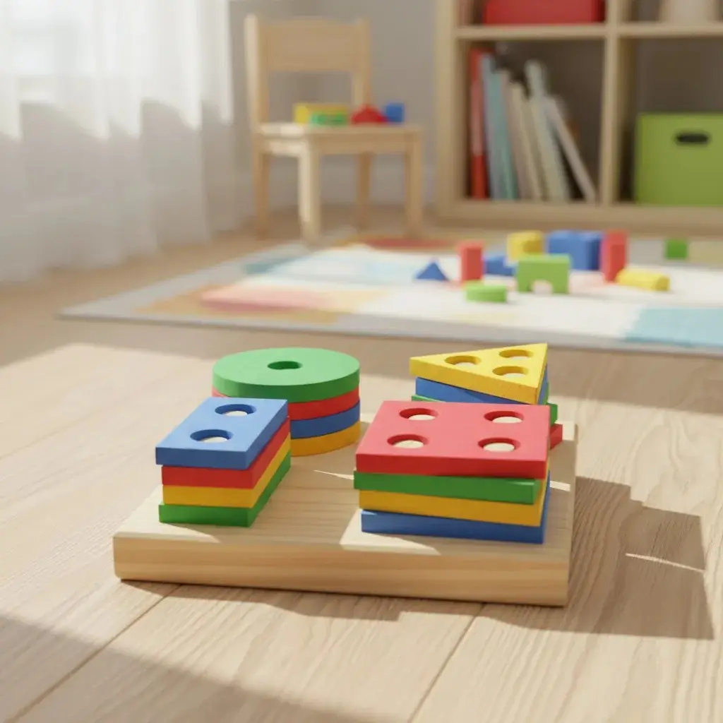 Formas Geométricas Brinquedo Educativo Infantil em Madeira e EVA Pedagógico - Imagem 2