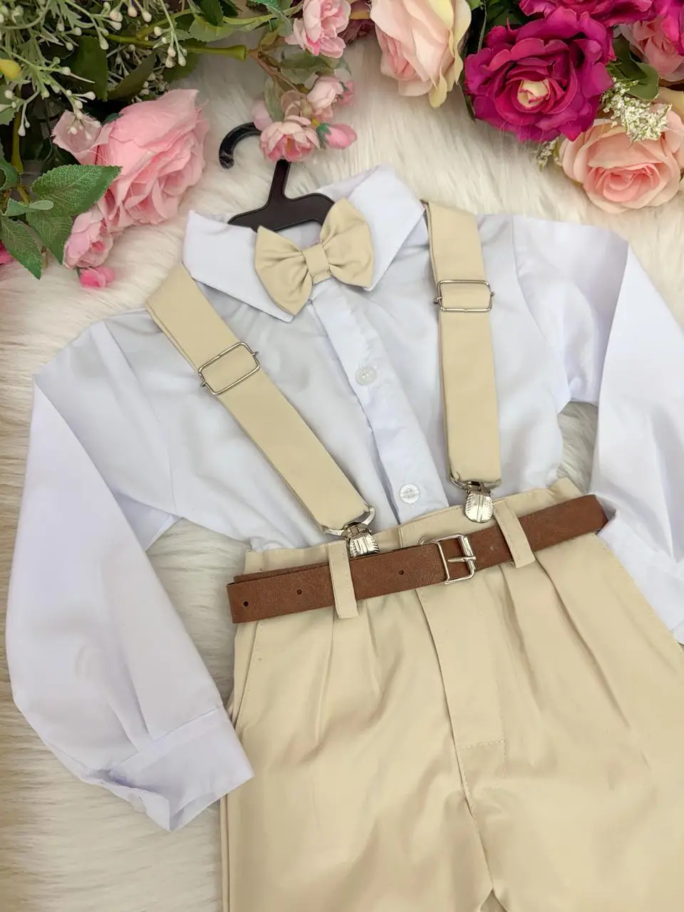 Conjunto Meninos Miss Cherry Leo Suspensorio Palha - Bege - Imagem 2