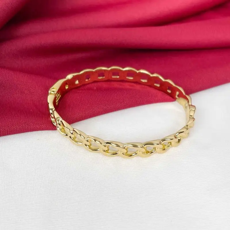BRACELETE DOURADO ESTILO CORRENTE GRUMET (016829) - Imagem 2