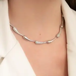 CHOKER COLAR GOTAS CRAVEJADAS E LISAS (020497)
