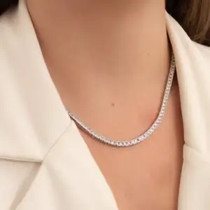 CHOKER RIVIERA FIXA ZIRCÔNIAS QUADRADAS (021087)