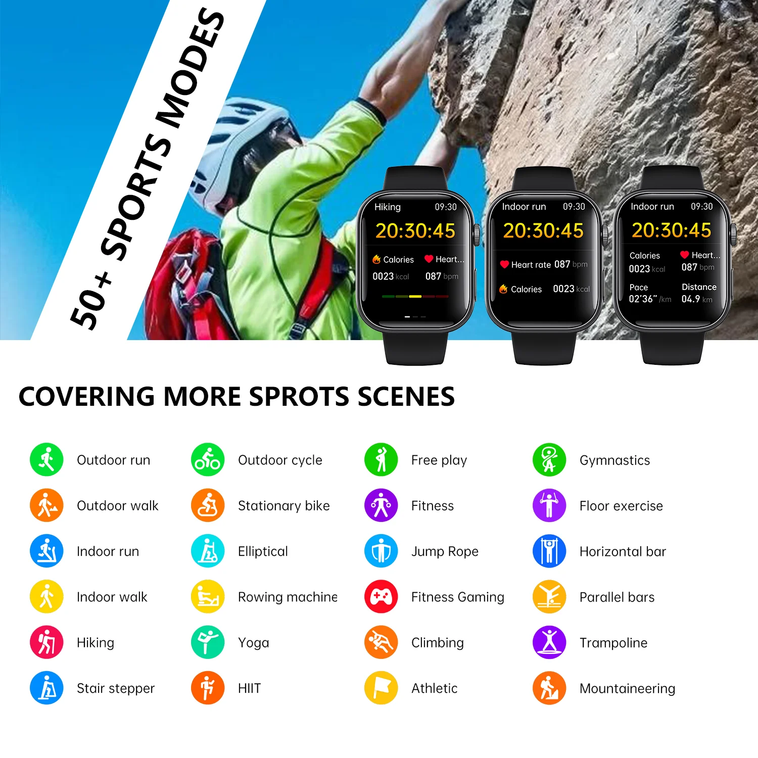 Smartwatch F100 com Monitoramento de Saúde e Botão de Emergência SOS - Imagem 6