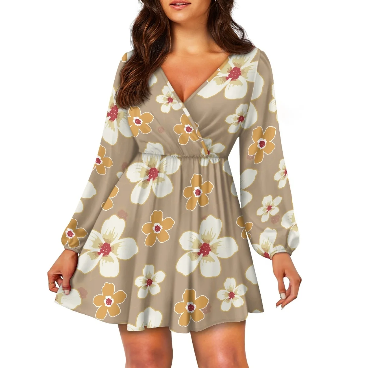 Vestido Feminino Estampado com Decote V para Uso Casual e Festas - Imagem 4