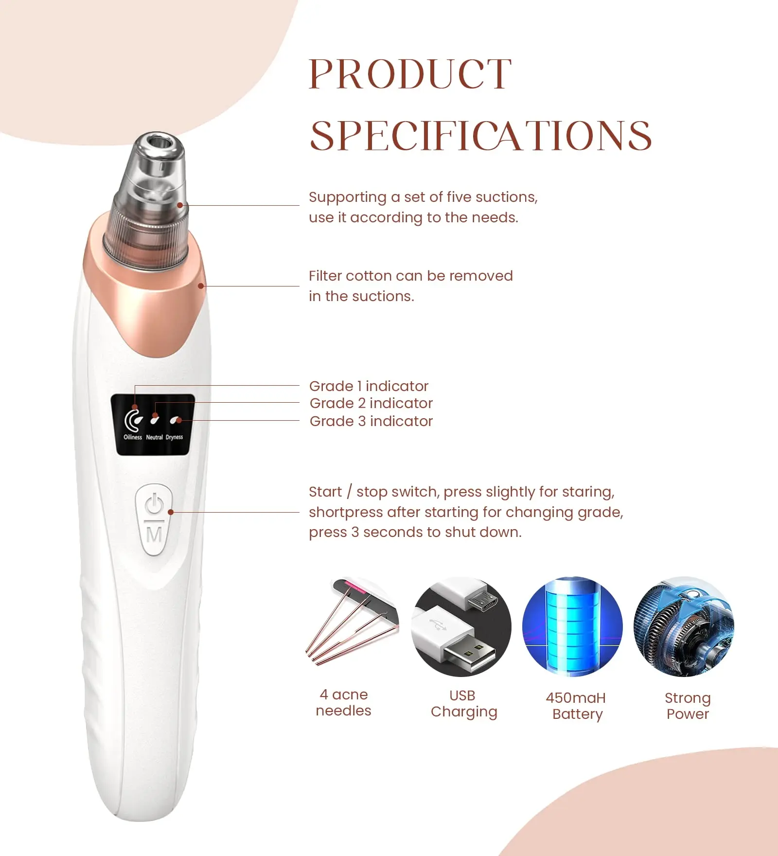 Removedor de Cravos Elétrico com Sucção para Limpeza Facial - Imagem 4
