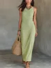 Vestido Longo Casual Canelado Sem Mangas para Mulheres - Imagem 7