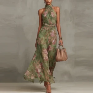 Vestido Longo Estampado para Passeios na Praia e Verão