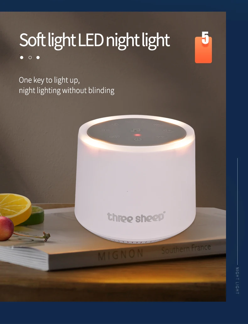 Máquina de Ruído Branco com 36 Sons e Luz Noturna para Sono - Imagem 11