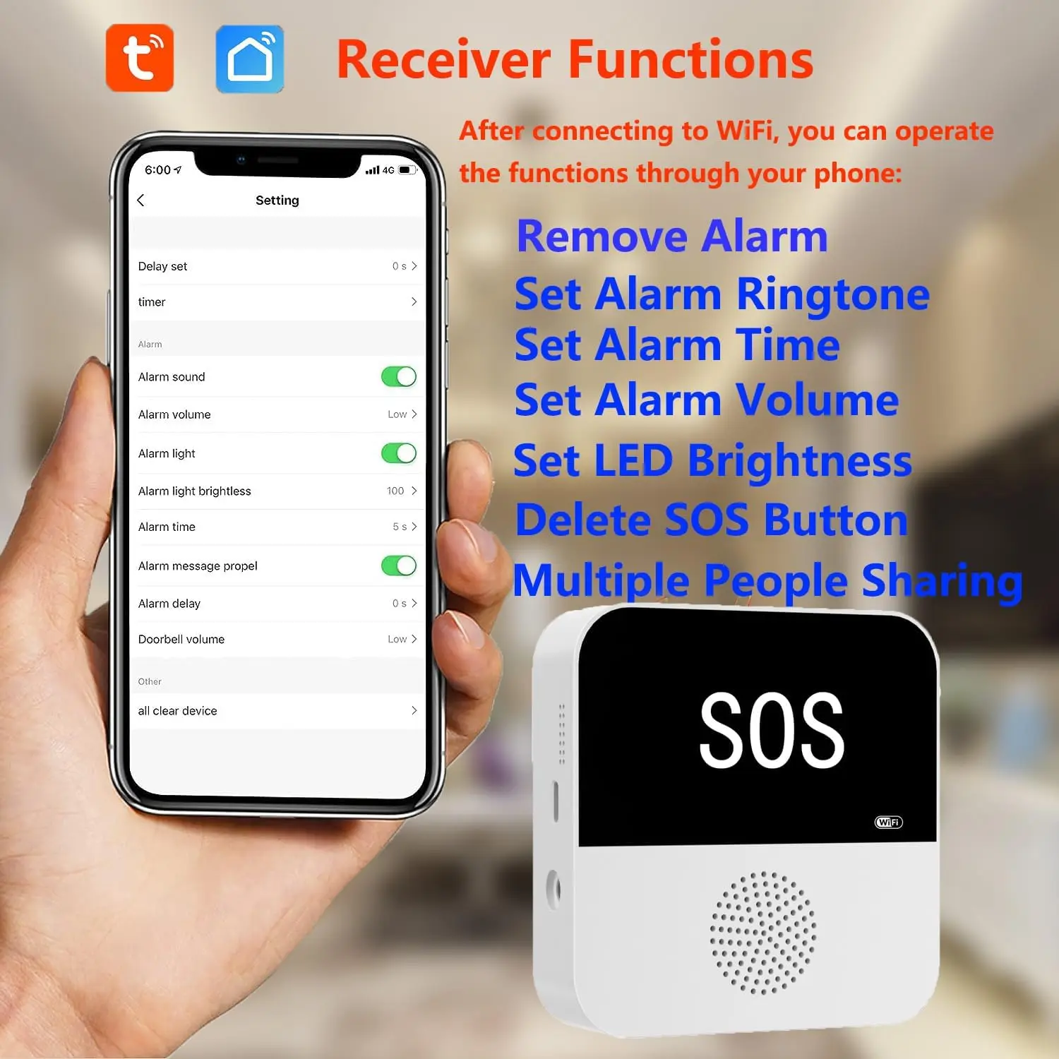 Sistema de Alarme SOS Wi-Fi ANGUS para Cuidado de Idosos - Imagem 2