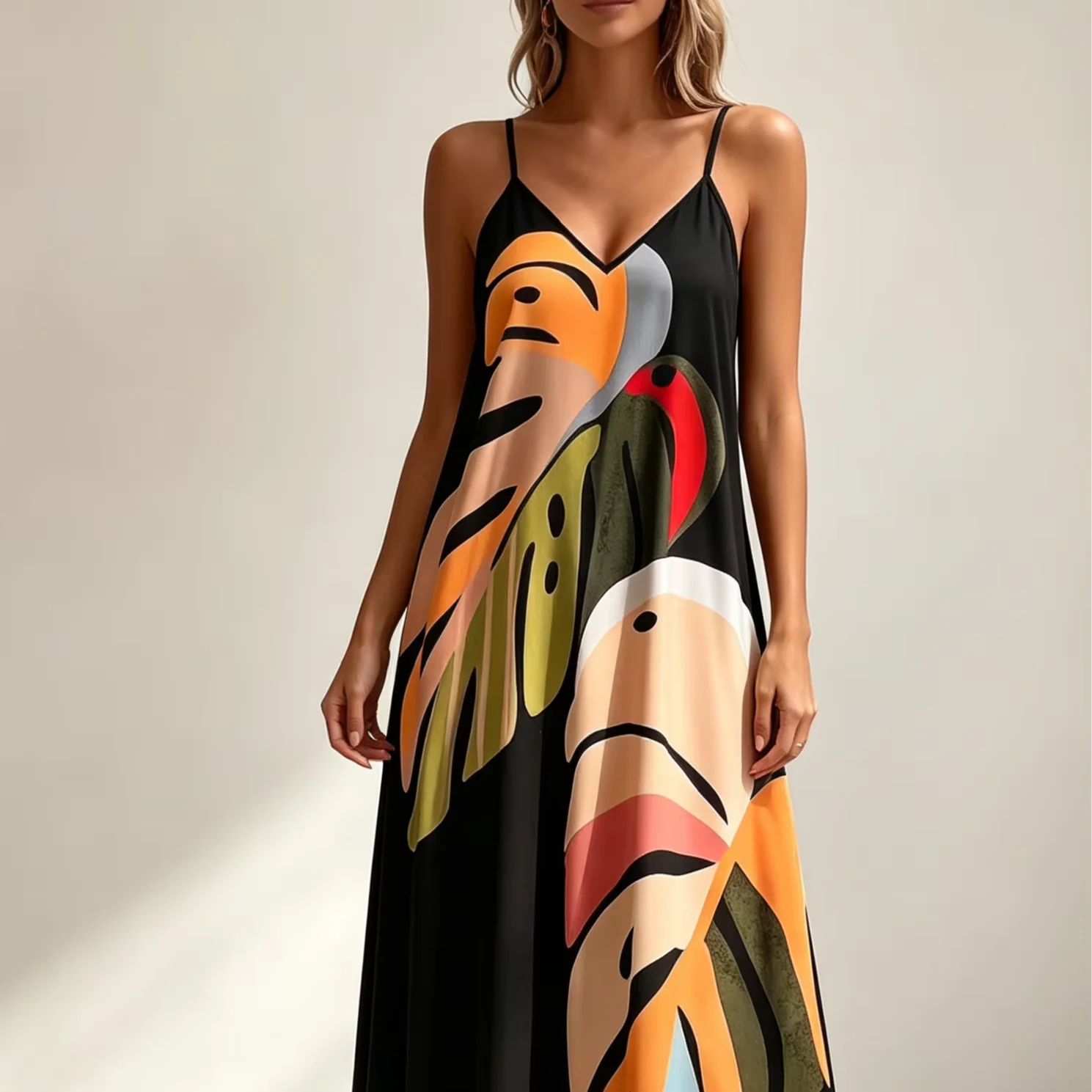 Vestido Longo Estampado para Passeio e Uso Casual no Verão