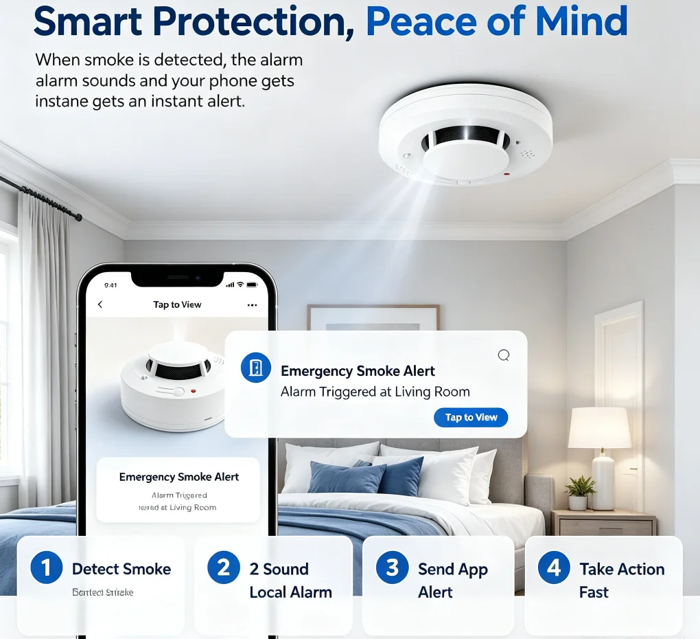 Detector de Fumaça Wi-Fi Inteligente com Alarme Sonoro - Imagem 2
