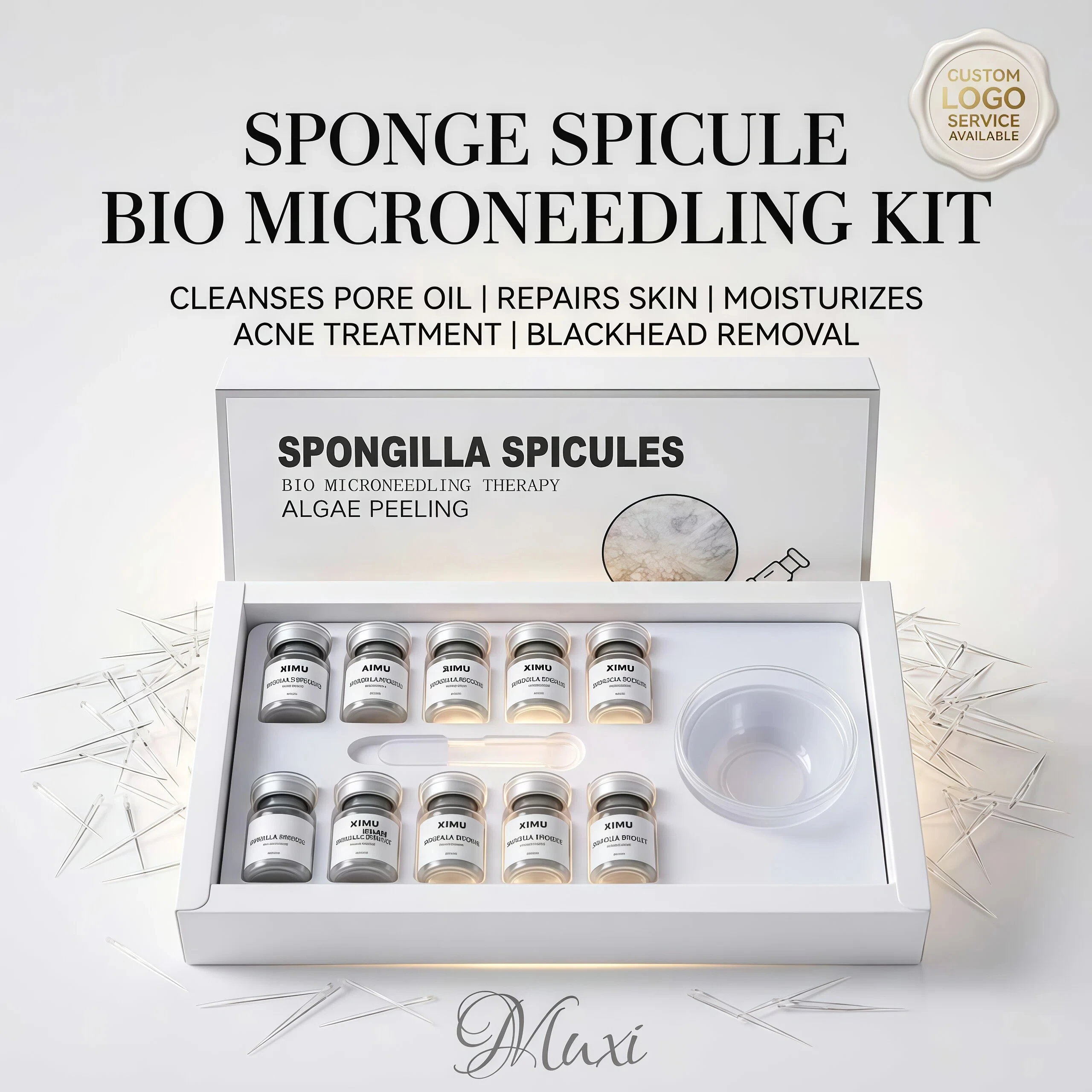 Kit de Esfoliação Facial com Espículas de Algas para Renovação da Pele