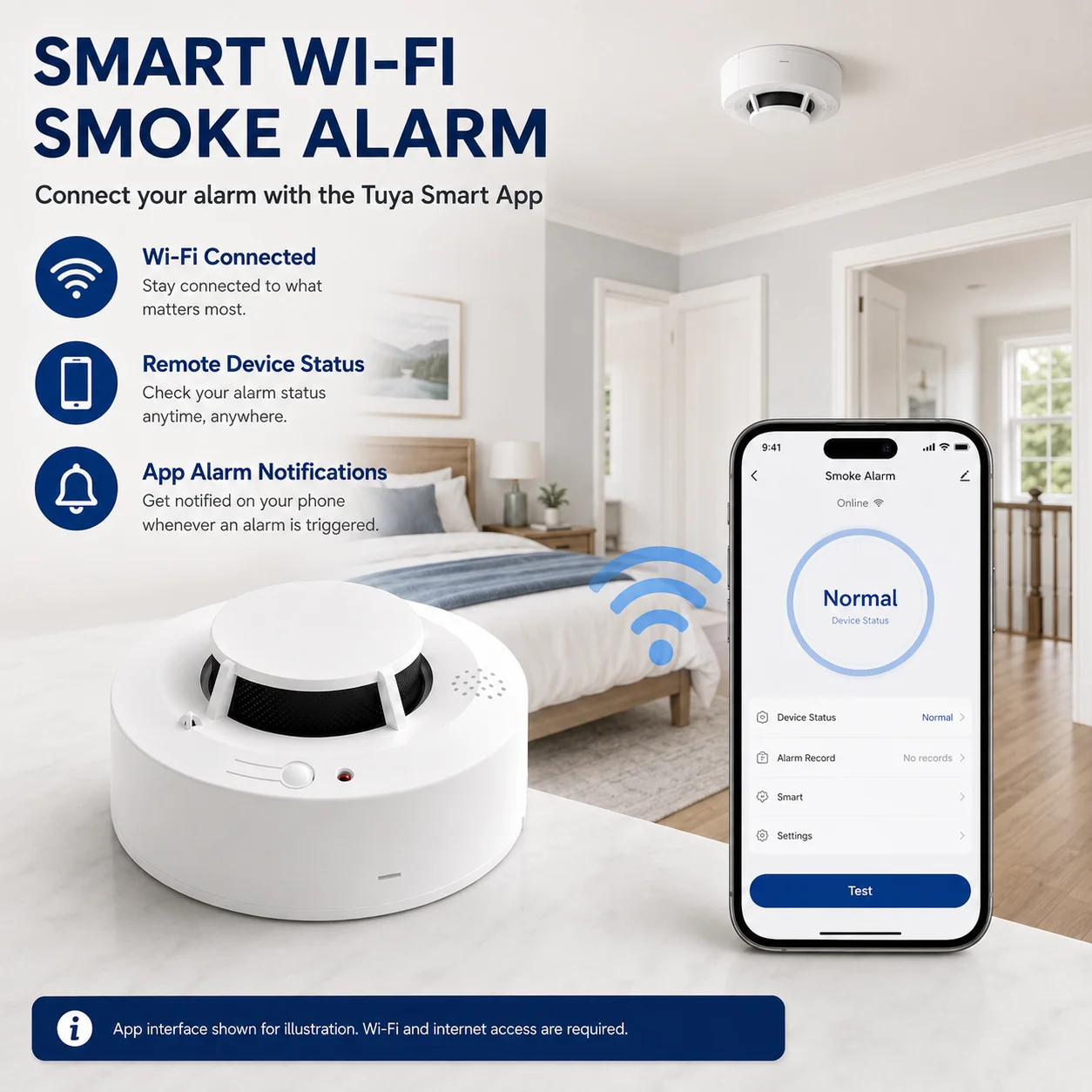 Detector de Fumaça Wi-Fi Inteligente com Alarme Sonoro - Imagem 3