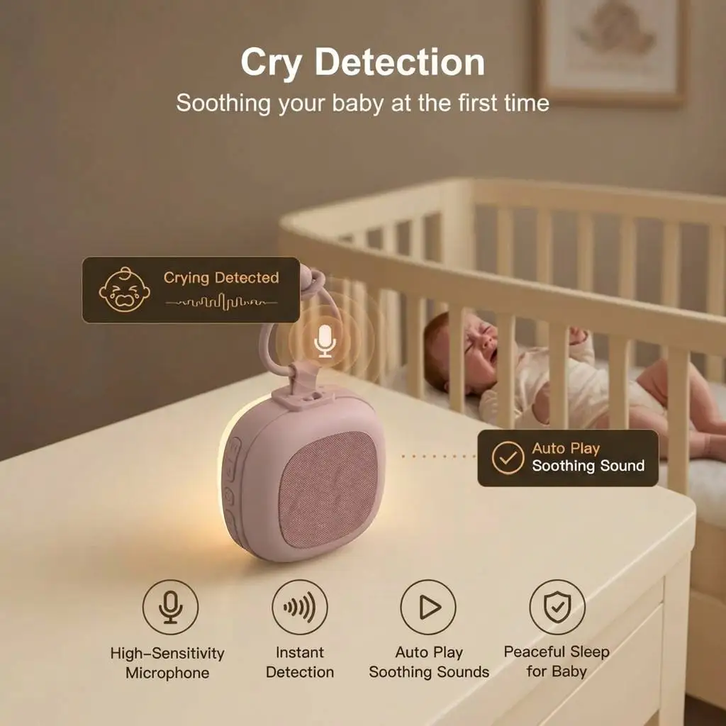 Máquina de Ruído Branco com Luz Noturna e Sensor de Choro - Imagem 6