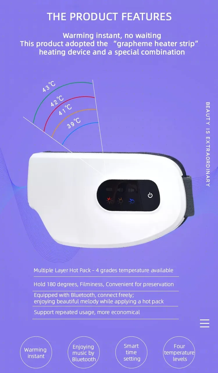 Massageador Ocular com Aquecimento para Relaxamento e Alívio de Fadiga - Imagem 10