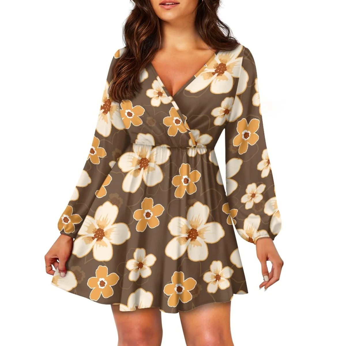 Vestido Feminino Estampado com Decote V para Uso Casual e Festas - Imagem 12