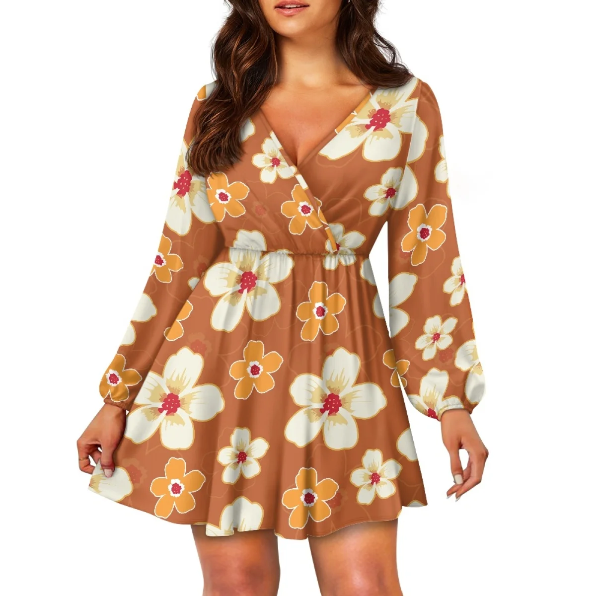 Vestido Feminino Estampado com Decote V para Uso Casual e Festas - Imagem 11