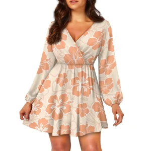 Vestido Feminino Estampado com Decote V para Uso Casual e Festas